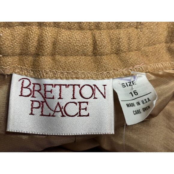 Bretton Place Skirt Womens 16 Camel Tan 100% Wool Lined Midi Pencil Made in USA - Picture 3 of 8